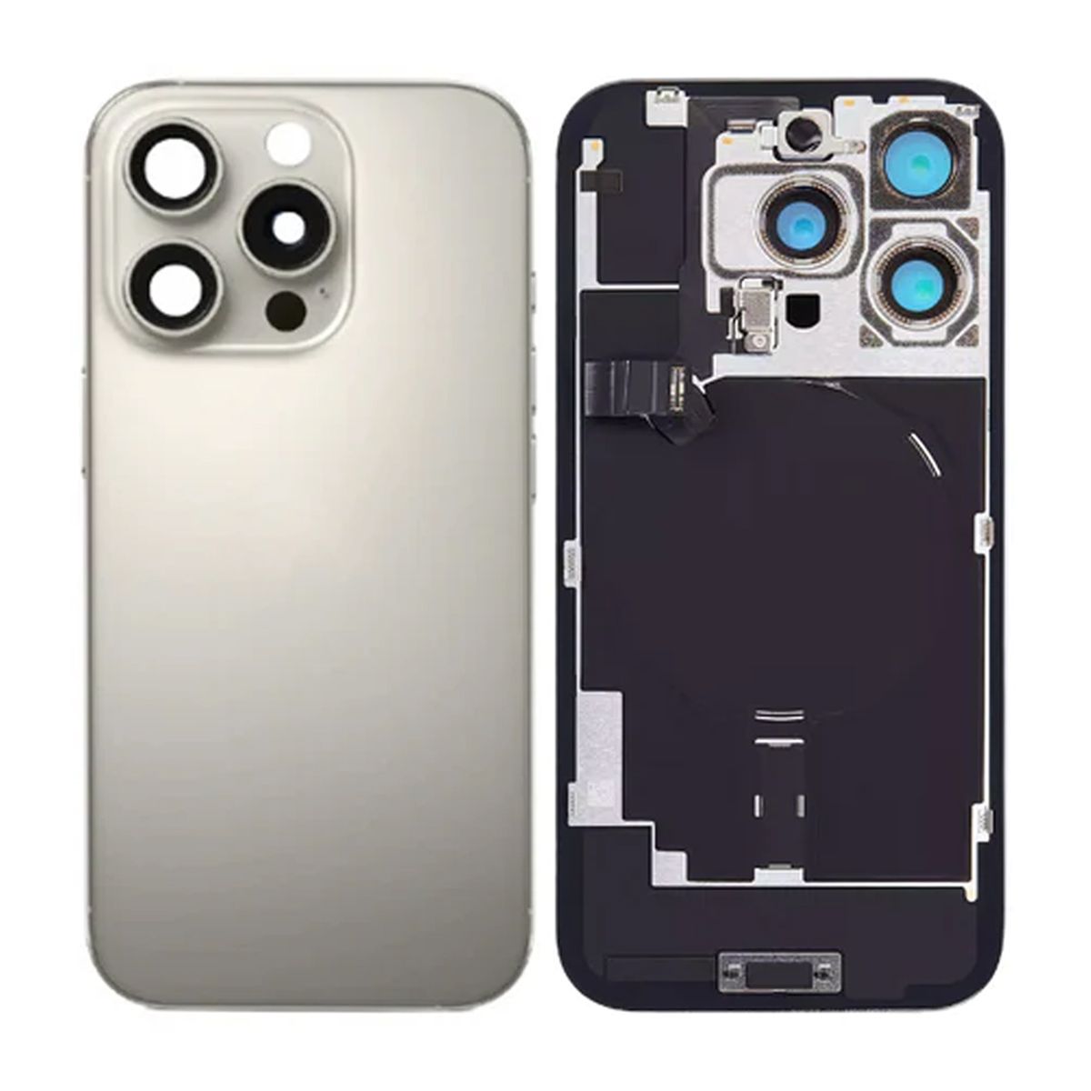 iPhone 16 Pro Max Baksida Glas med smådelar - Naturlig Titan