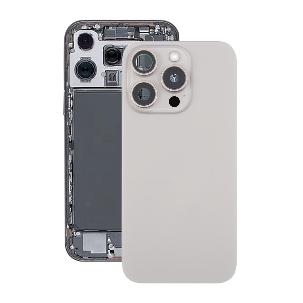 iPhone 16 Pro Max Baksida Glas Komplett OEM - Naturlig Titan