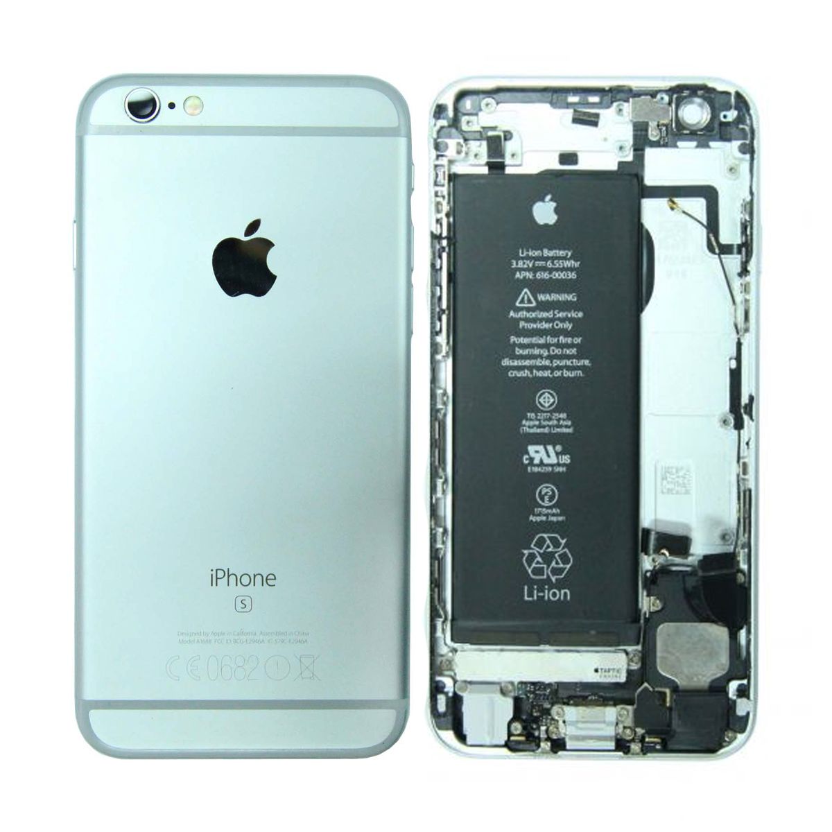 iPhone 6S Baksida med Komplett Ram med Batteri - Silver (Begagnad)