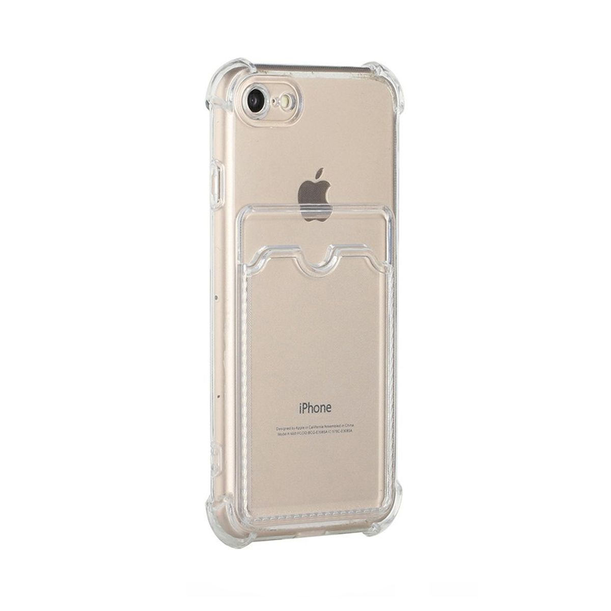 Shockproof Case with Card Holder iPhone 7/8/SE 2020/2022 - Transparent
