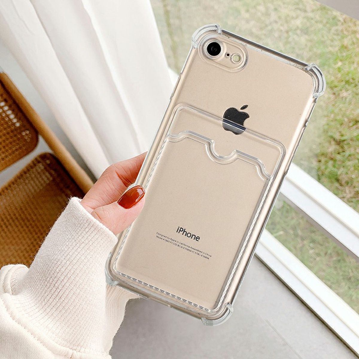 Shockproof Case with Card Holder iPhone 7/8/SE 2020/2022 - Transparent