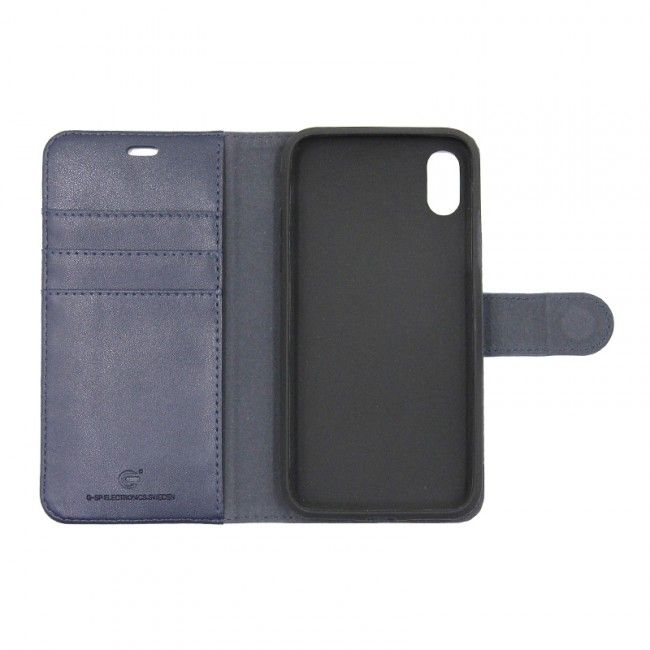 iPhone X/XS Plånboksfodral Magnet Läder med Stativ - Blå
