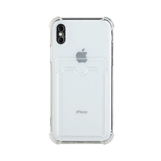 iPhone X/XS Stöttåligt Skal med Korthållare - Transparent