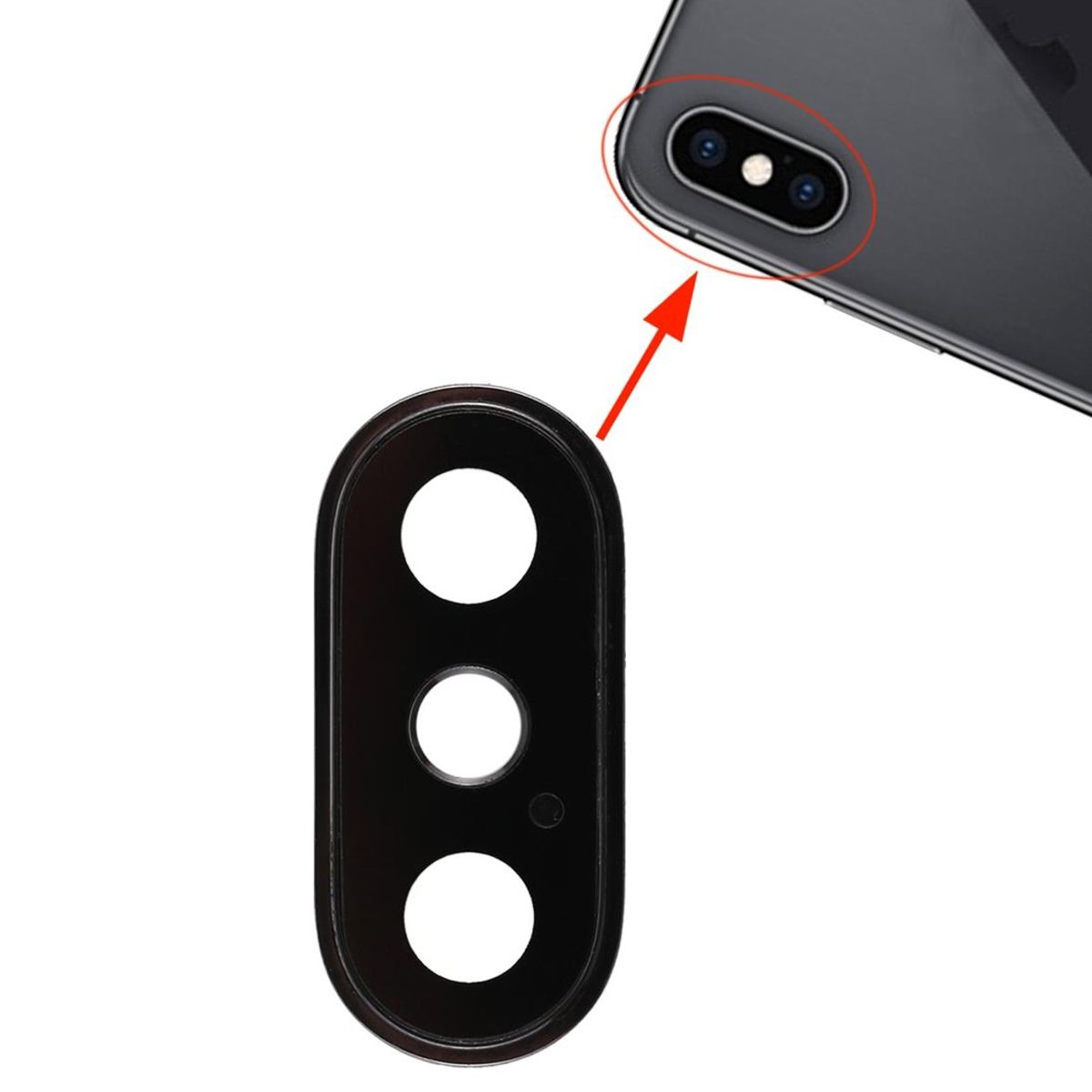 iPhone XS/XS Max Kameralins med Ram - Svart