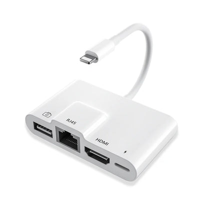 Lightning to HDMI, RJ4510/100Mbps, USB A 3.1 and Lightning charging port