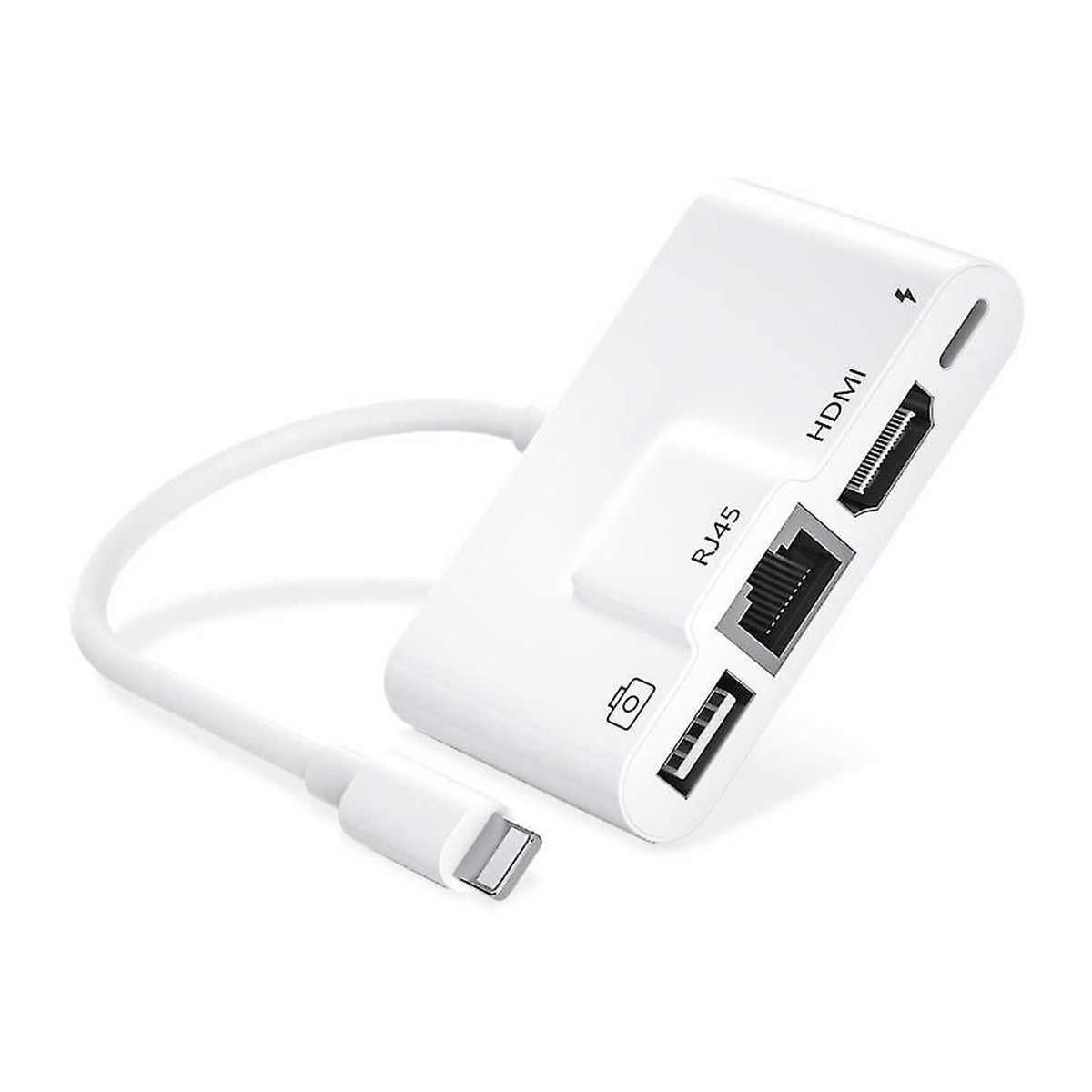Lightning to HDMI, RJ4510/100Mbps, USB A 3.1 and Lightning charging port