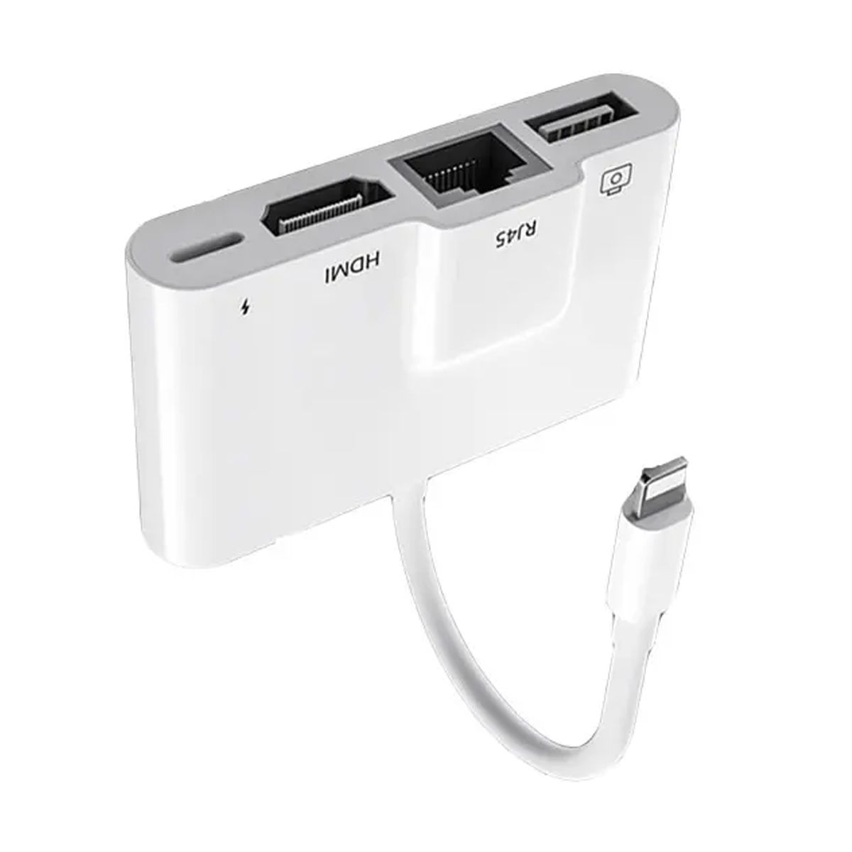 Lightning to HDMI, RJ4510/100Mbps, USB A 3.1 and Lightning charging port