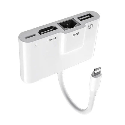 Lightning to HDMI, RJ4510/100Mbps, USB A 3.1 and Lightning charging port