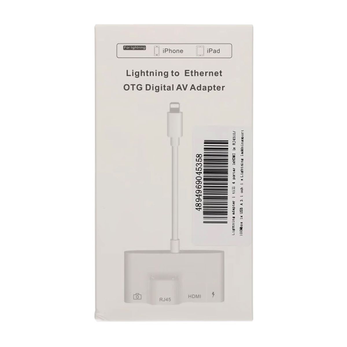 Lightning to HDMI, RJ4510/100Mbps, USB A 3.1 and Lightning charging port