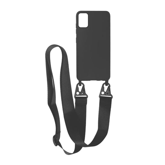 Silicone Strap and Necklace Case for Samsung Galaxy A71 - Black