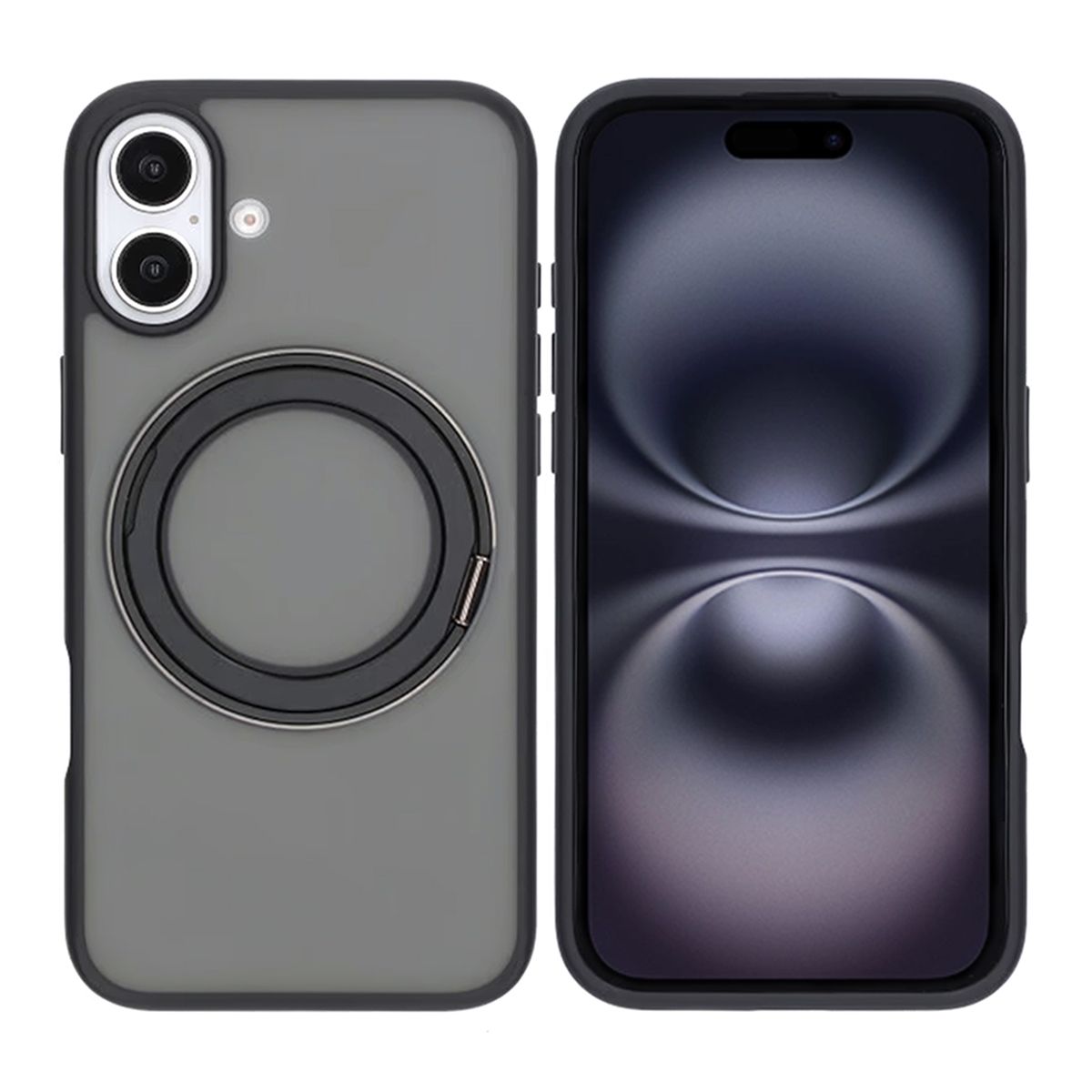 Matte case 360 ​​rotating bracket Mobile Phone Case For iPhone 16 Black