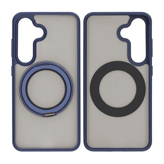 Matte case 360 ​​rotating bracket Mobile Phone Case For Samsung S25 Plus Blue