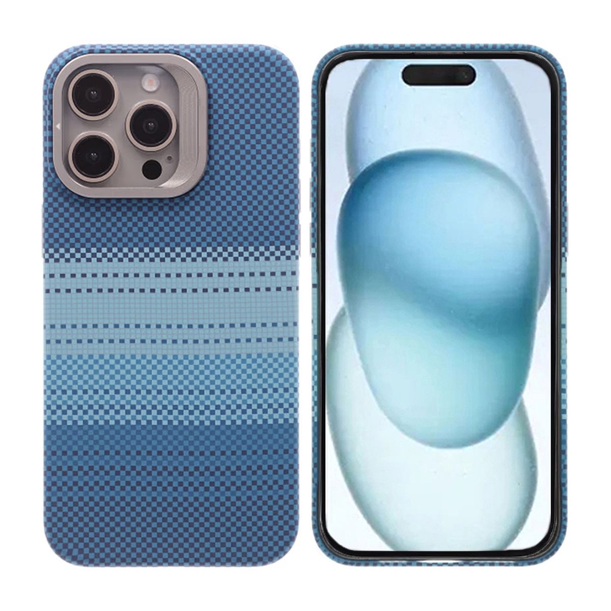 Magsafe Case and Stand for iPhone 15 Pro Max - Striped Blue