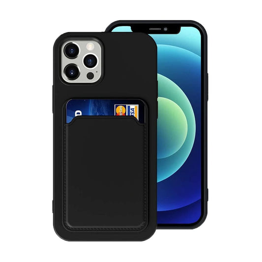 Silicone Case with Card Holder iPhone 12/12 Pro - Black
