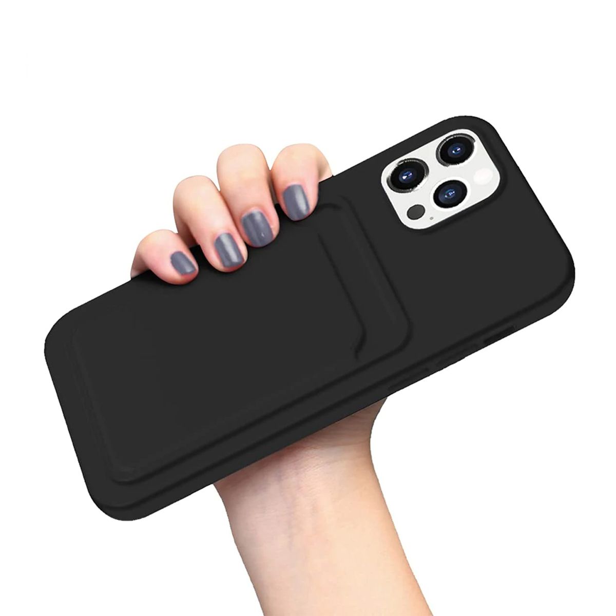 Silicone Case with Card Holder iPhone 12/12 Pro - Black