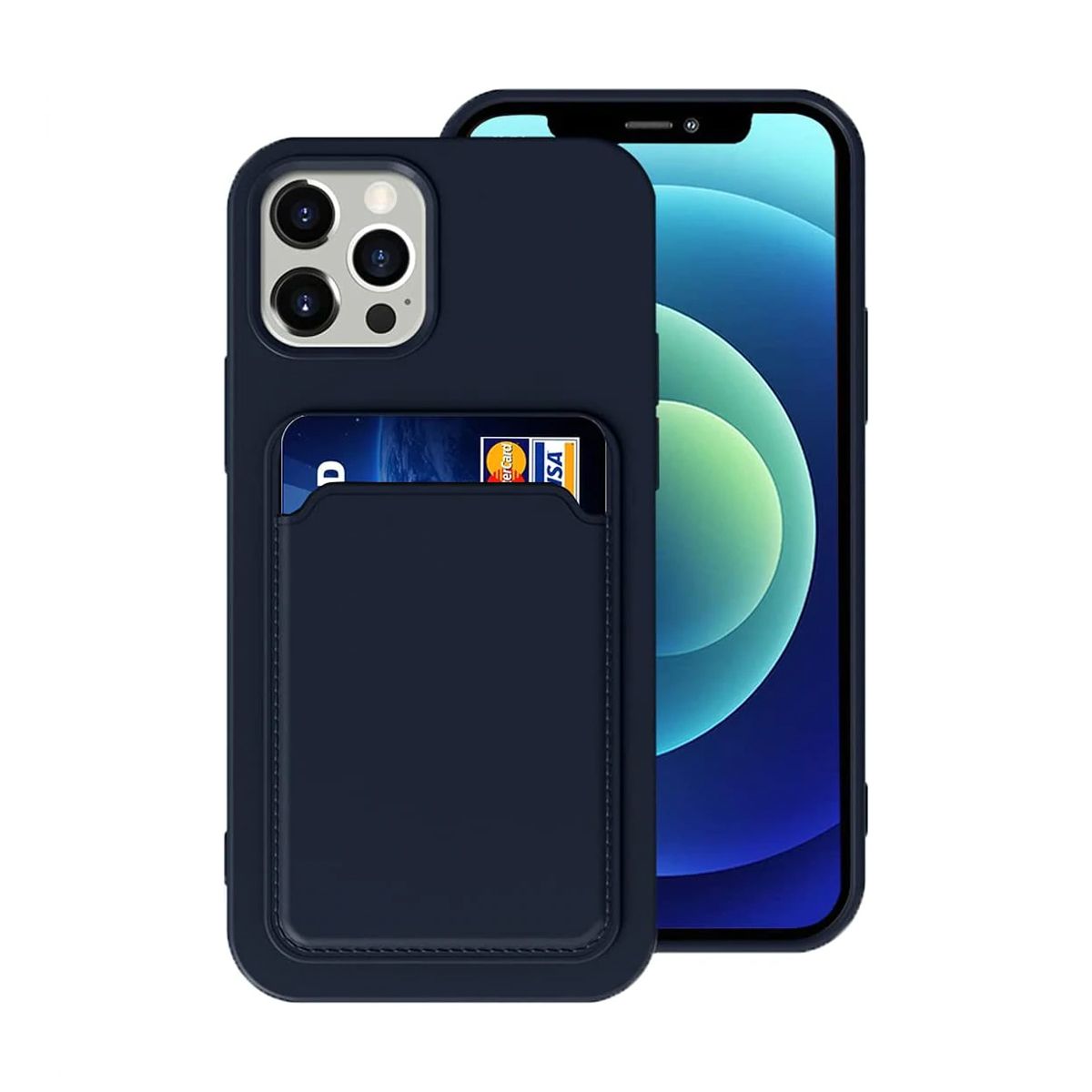 Silicone Case with Card Holder iPhone 12/12 Pro - Blue