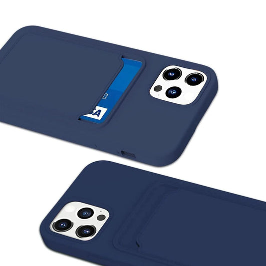 Silicone Case with Card Holder iPhone 12/12 Pro - Blue