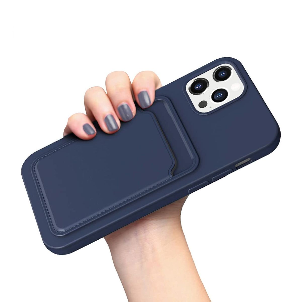 Silicone Case with Card Holder iPhone 12/12 Pro - Blue