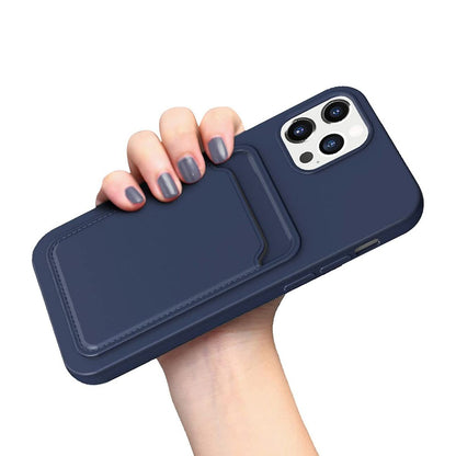Silicone Case with Card Holder iPhone 12/12 Pro - Blue