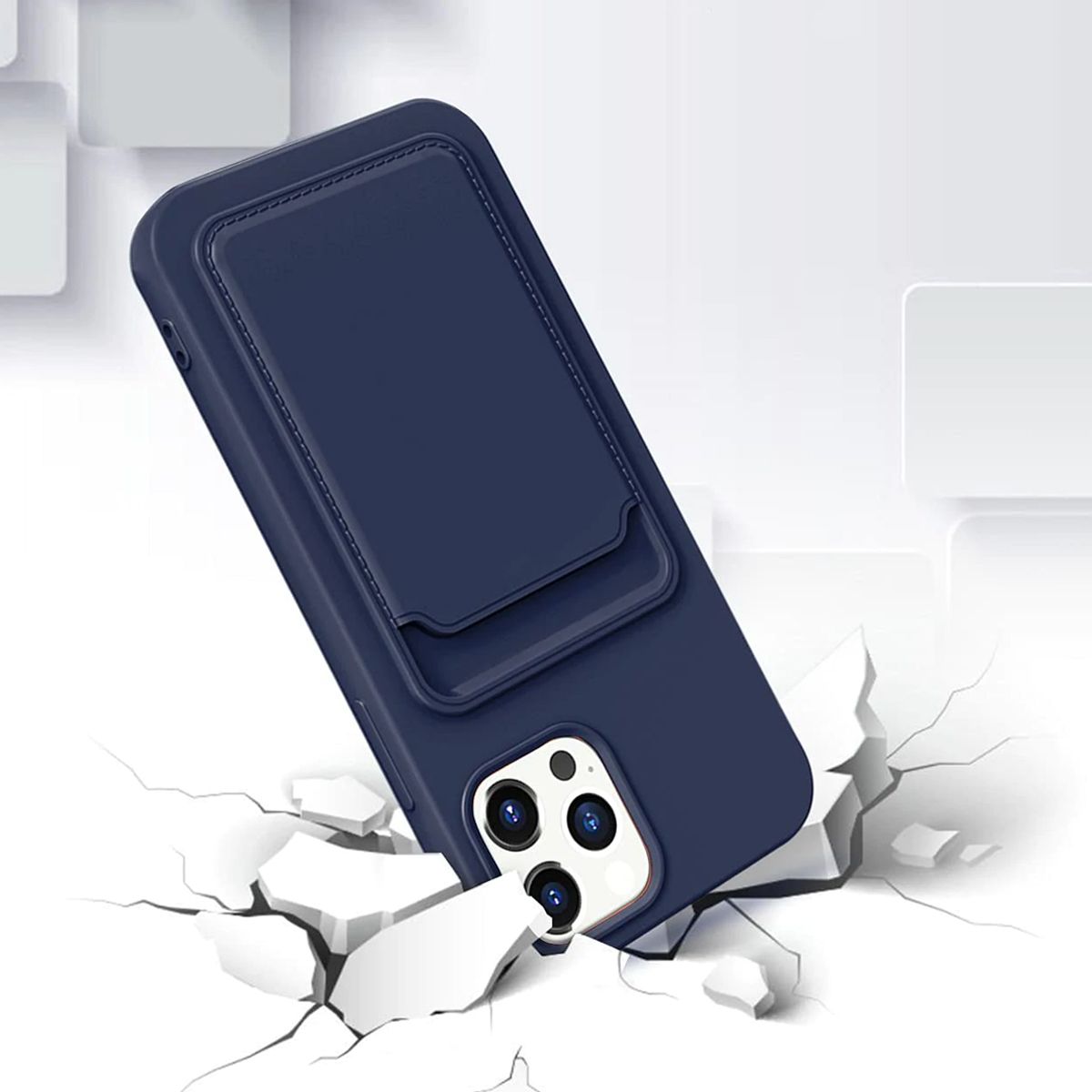 Silicone Case with Card Holder iPhone 12/12 Pro - Blue
