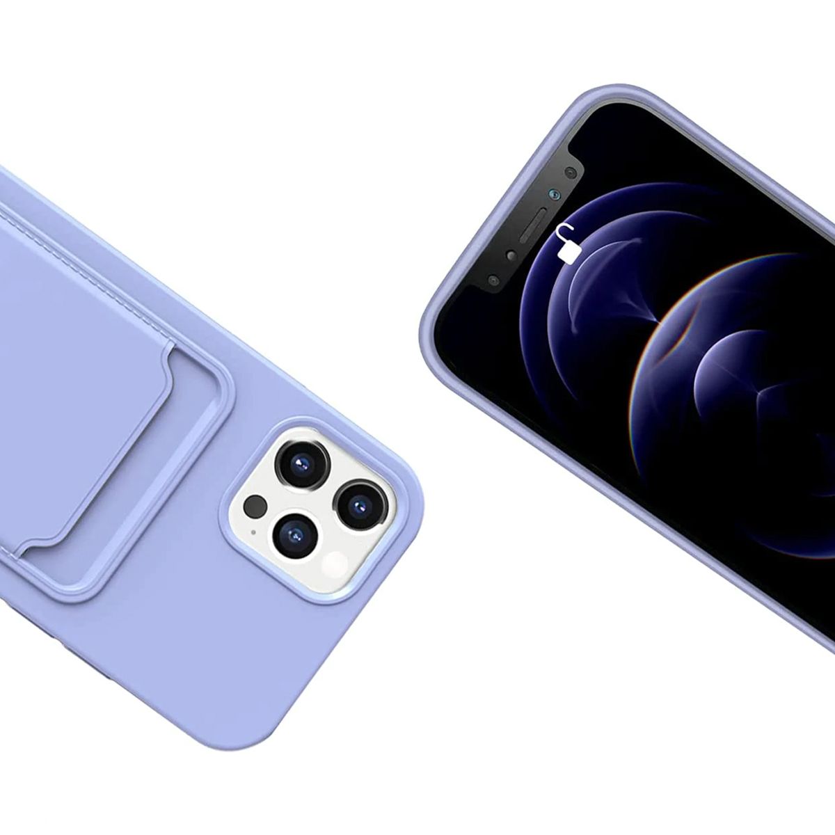 iPhone 12/12 Pro Silikonskal med Korthållare - Lila