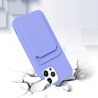 iPhone 12/12 Pro Silikonskal med Korthållare - Lila