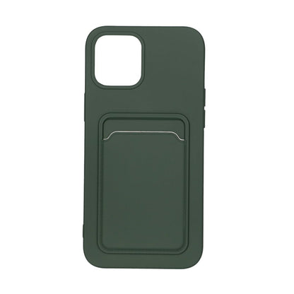 iPhone 12 Pro Max Silicone Case with Card Holder - Military Green