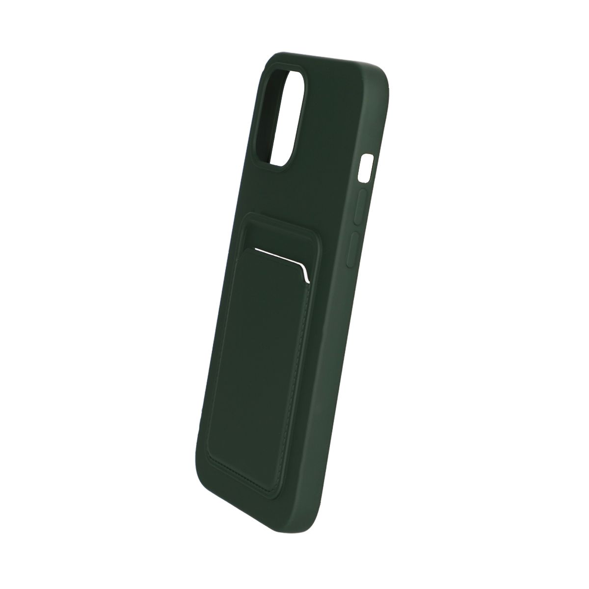 iPhone 12 Pro Max Silicone Case with Card Holder - Military Green