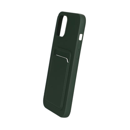 iPhone 12 Pro Max Silicone Case with Card Holder - Military Green