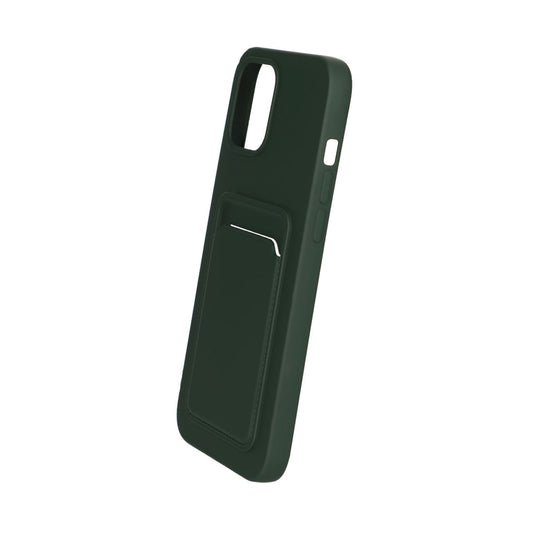 iPhone 12 Pro Max Silicone Case with Card Holder - Military Green