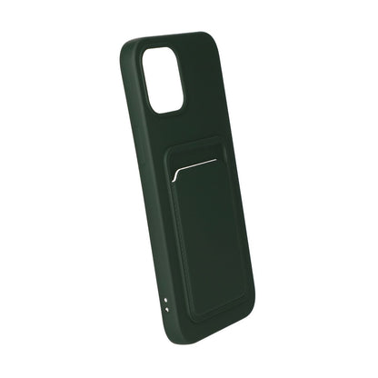 iPhone 12 Pro Max Silicone Case with Card Holder - Military Green