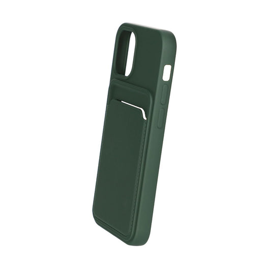 iPhone 13 Mini Silikonskal med Korthållare - Militärgrön