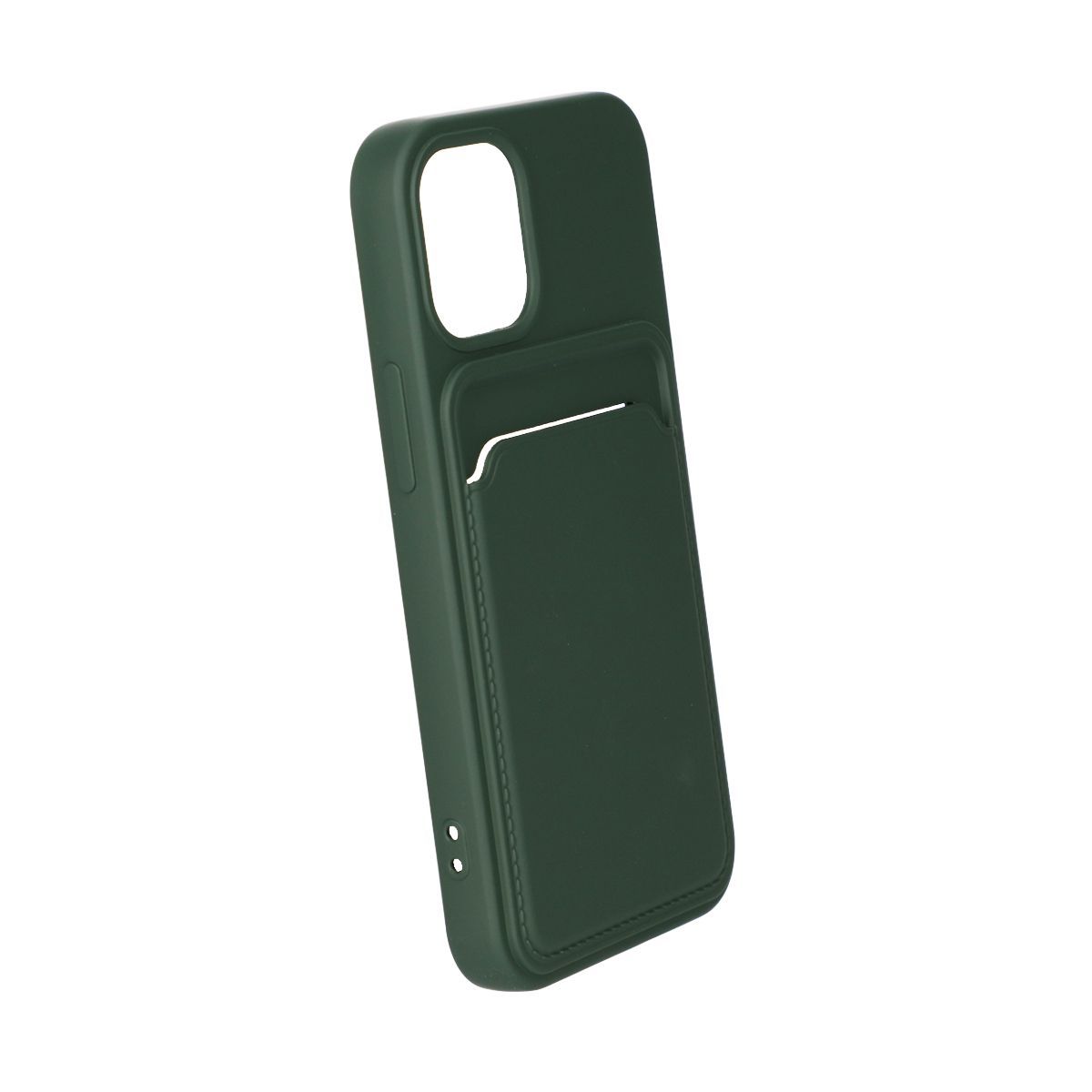 iPhone 13 Mini Silikonskal med Korthållare - Militärgrön