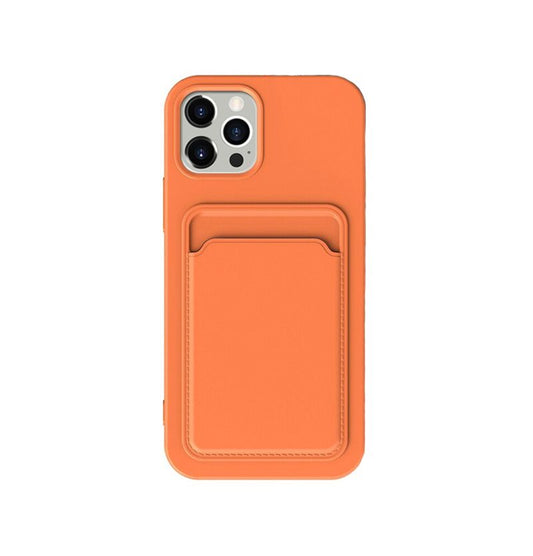 iPhone 13 Pro Max Silicone Case with Card Holder - Orange