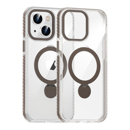 Magsafe Case for iPhone 13 and 14 - Transparent Gray with Ring Stand