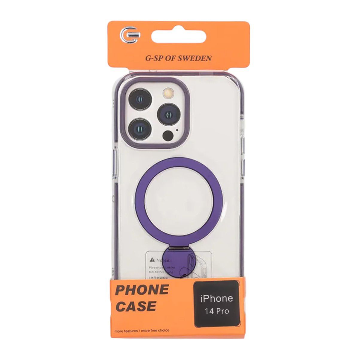 Pindun 360°Rotating Stand Magnetic Case For iPhone 14 Pro Purple
