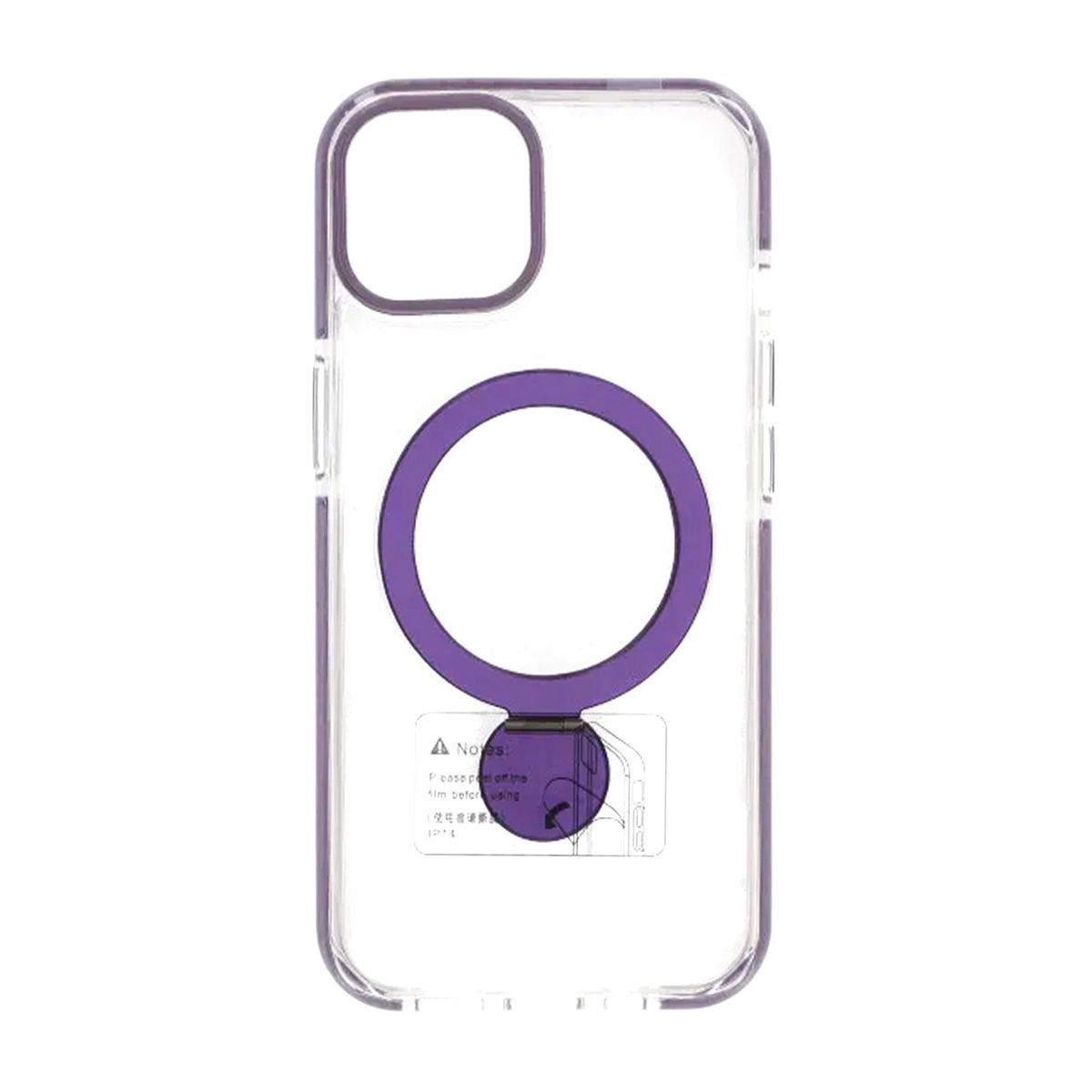 Magsafe Case for iPhone 15 - Transparent purple with ring stand