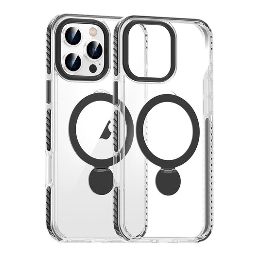 Skal Magsafe till iPhone 16 Pro - Transparent svart med ringstativ