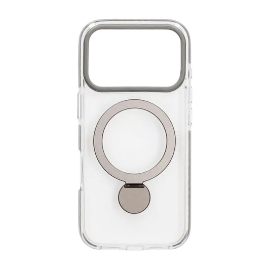 Skal Magsafe till iPhone 17 Pro - Transparent grå med ringstativ
