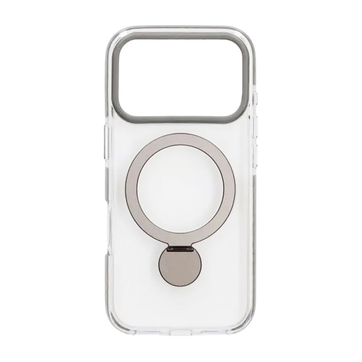 Skal Magsafe till iPhone 17 Pro Max - Transparent grå med ringstativ
