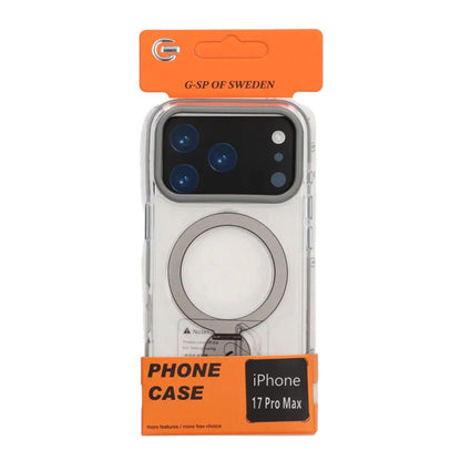 Skal Magsafe till iPhone 17 Pro Max - Transparent grå med ringstativ