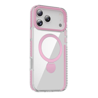 Skal Magsafe till iPhone 17 Pro Max - Transparent rosa med ringstativ