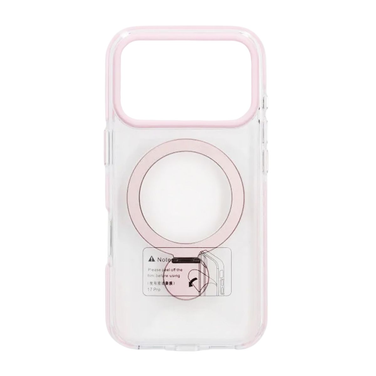 Skal Magsafe till iPhone 17 Pro Max - Transparent rosa med ringstativ