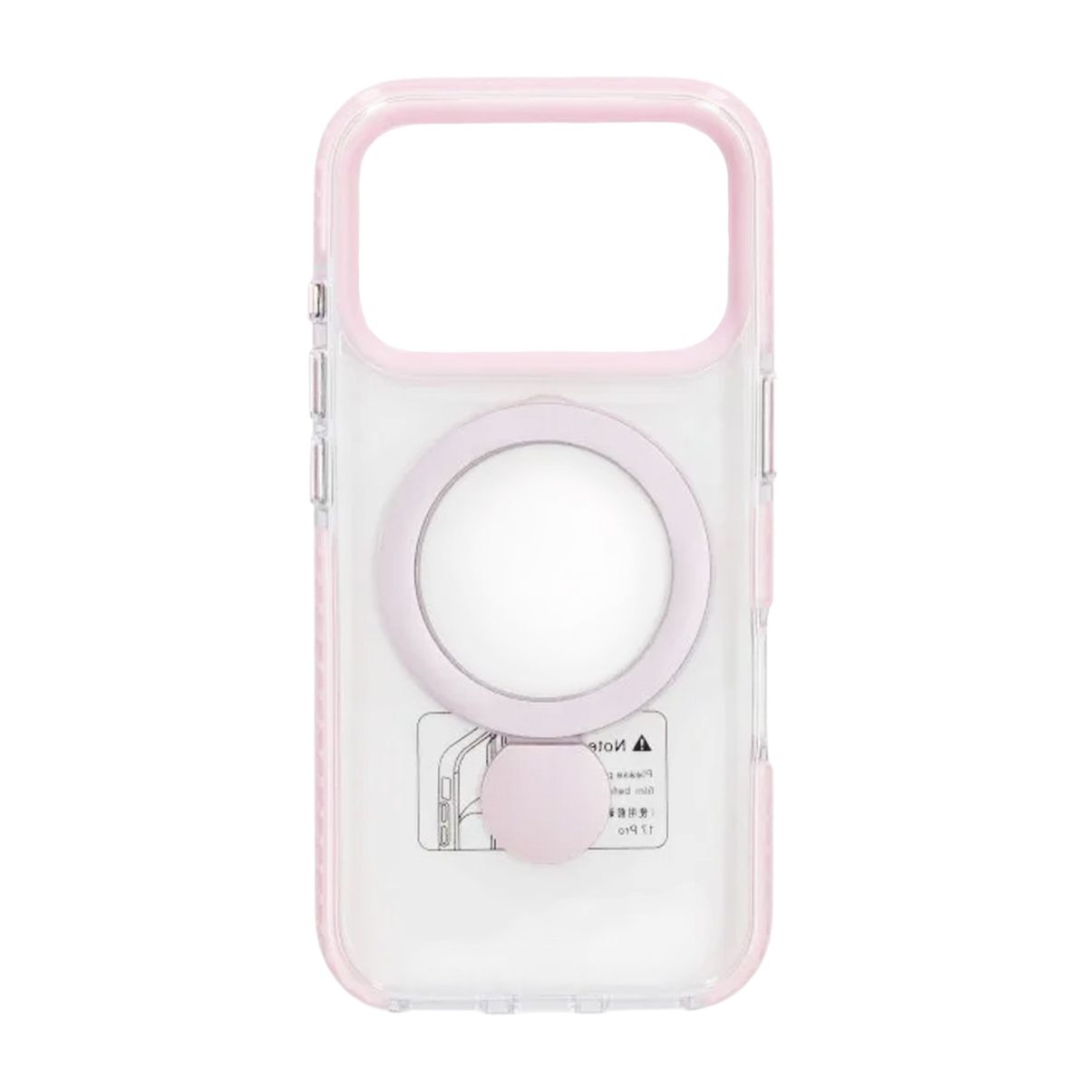 Skal Magsafe till iPhone 17 Pro Max - Transparent rosa med ringstativ