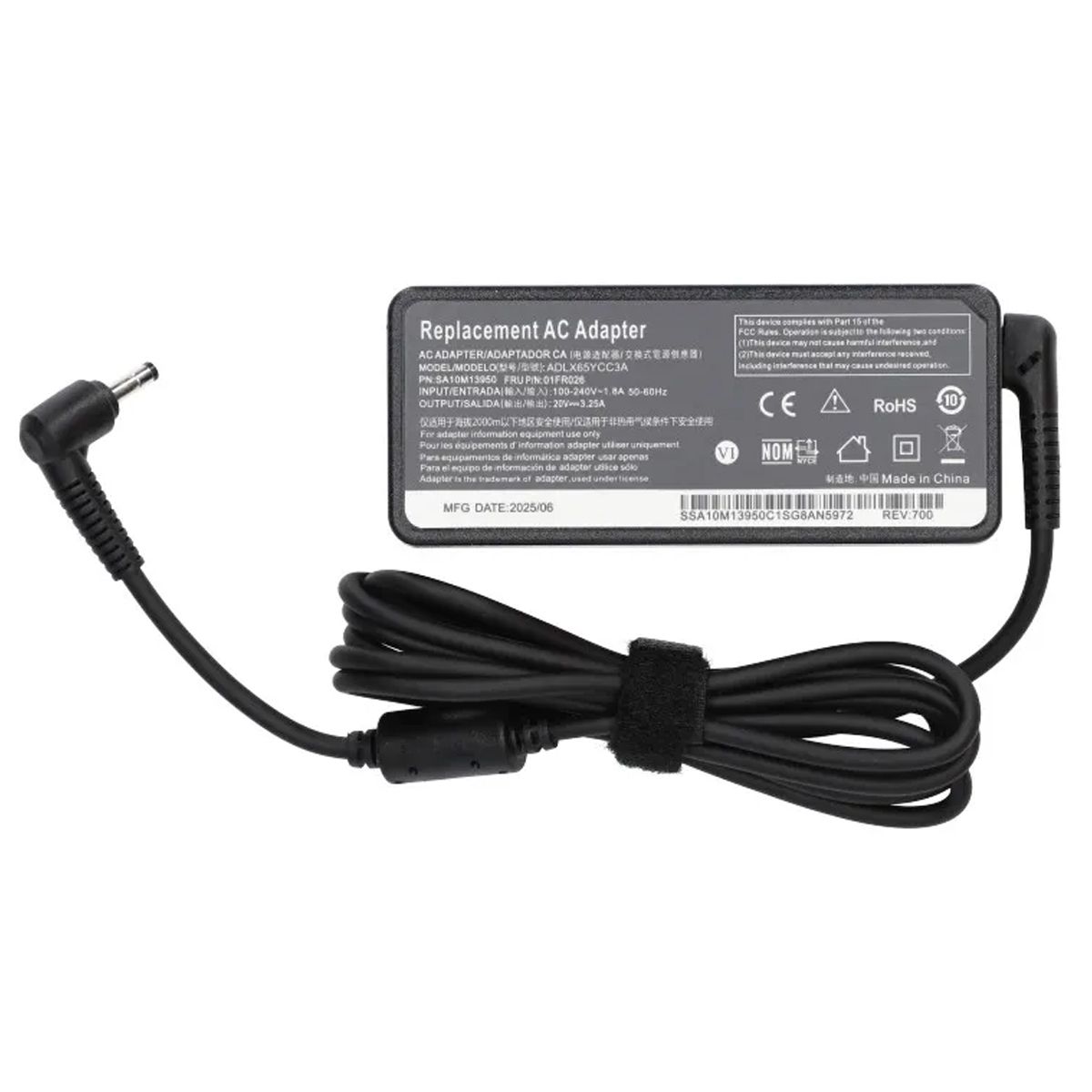 Nätadapter Laddare för Lenovo 65W 20V 4,0×1,7 mm