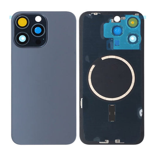 Replacement For iPhone 15 Pro Max Back Glass Panel With Magsafe Magnet-Blue