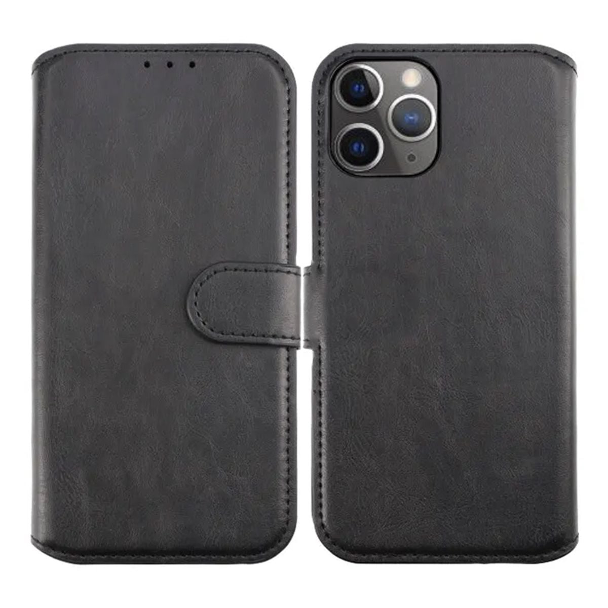RV Flip Stand TPU Leather Case Black For iPhone 12/12 Pro