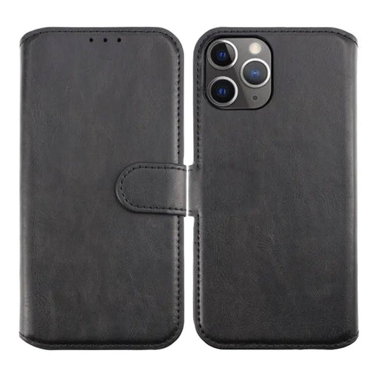 RV Flip Stand TPU Leather Case Black For iPhone 12/12 Pro