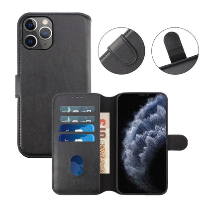 RV Flip Stand TPU Leather Case Black For iPhone 12/12 Pro