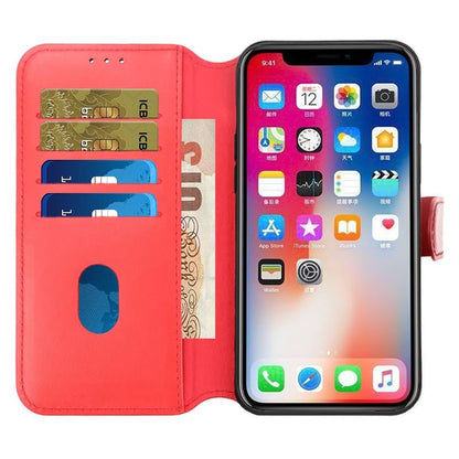 iPhone 15 Plus Plånboksfodral Läder Rvelon - Röd